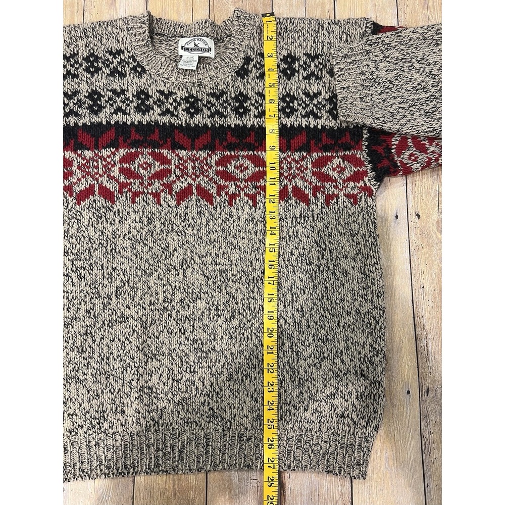 VTG Eddie Bauer Legends 100% Wool Nordic Fair Isle Sweater Brown/Oatmeal M-L - Picture 7 of 9